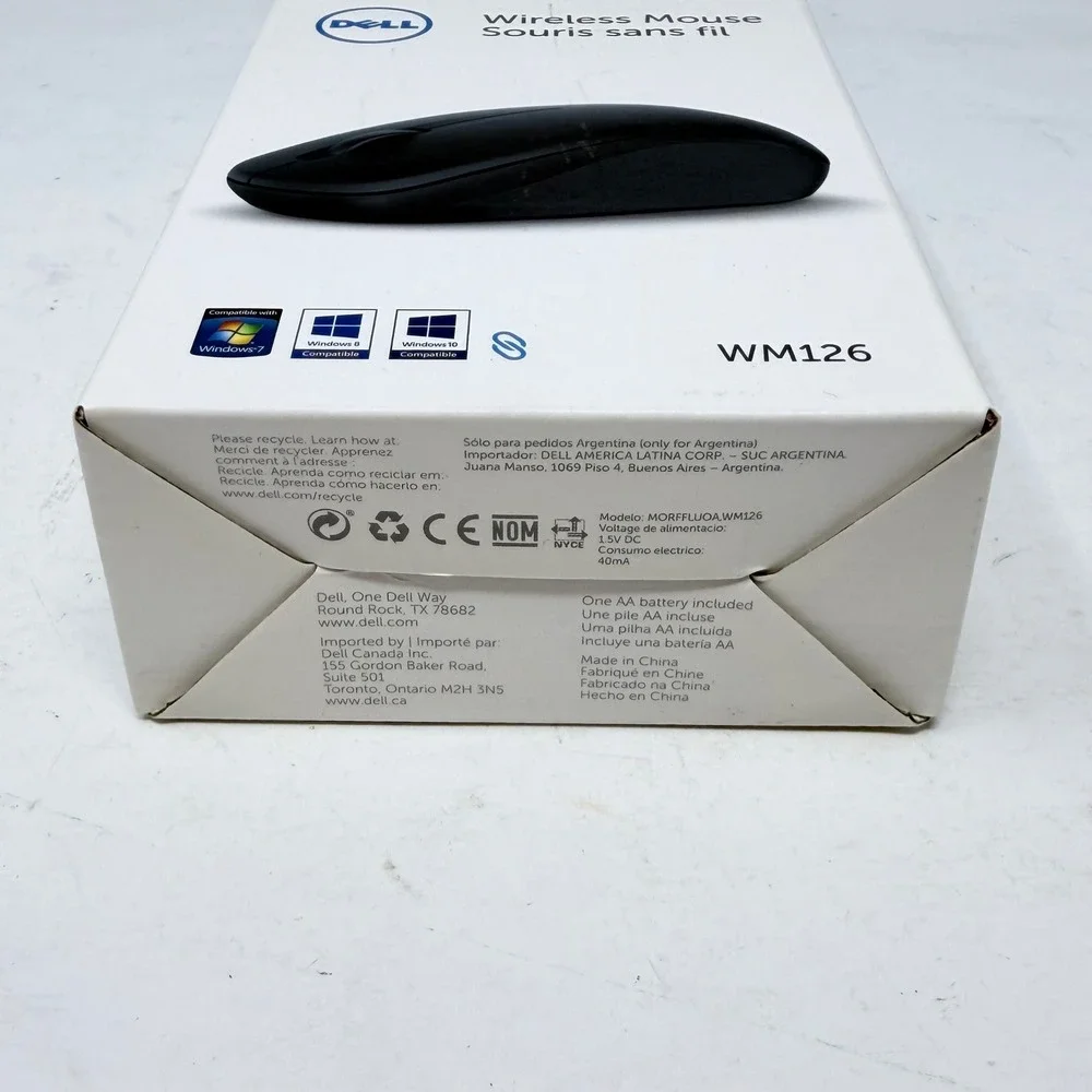 Dell WM126 Wireless Optical Mouse Black 2.4GHz USB Receiver NNP0G Laptop PC CIB